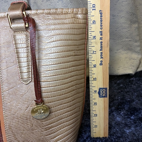 Brahmin Medium Asher Cabana Vineyard Stripe Crocodile Embossed Leather Tote Bag - Picture 12 of 15